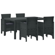 Bowery Hill 5 Piece Poly Rattan Garden Dining Set in Anthracite