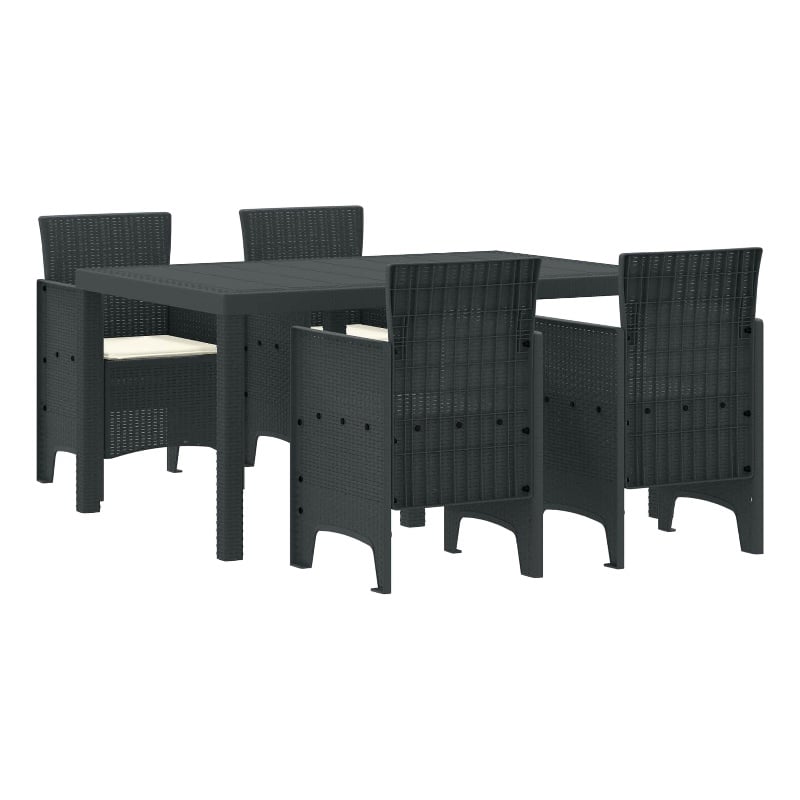 Bowery Hill 5 Piece Poly Rattan Garden Dining Set in Anthracite
