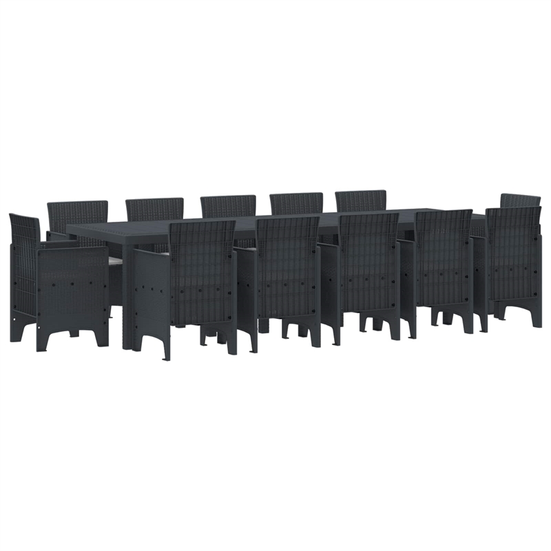 Bowery Hill Contemporary Poly Rattan Garden Dining Set in Anthracite