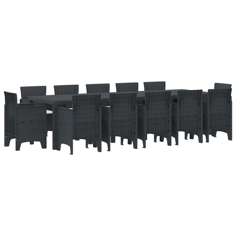 Bowery Hill Poly Rattan Garden Dining Set with Cushions in Anthracite