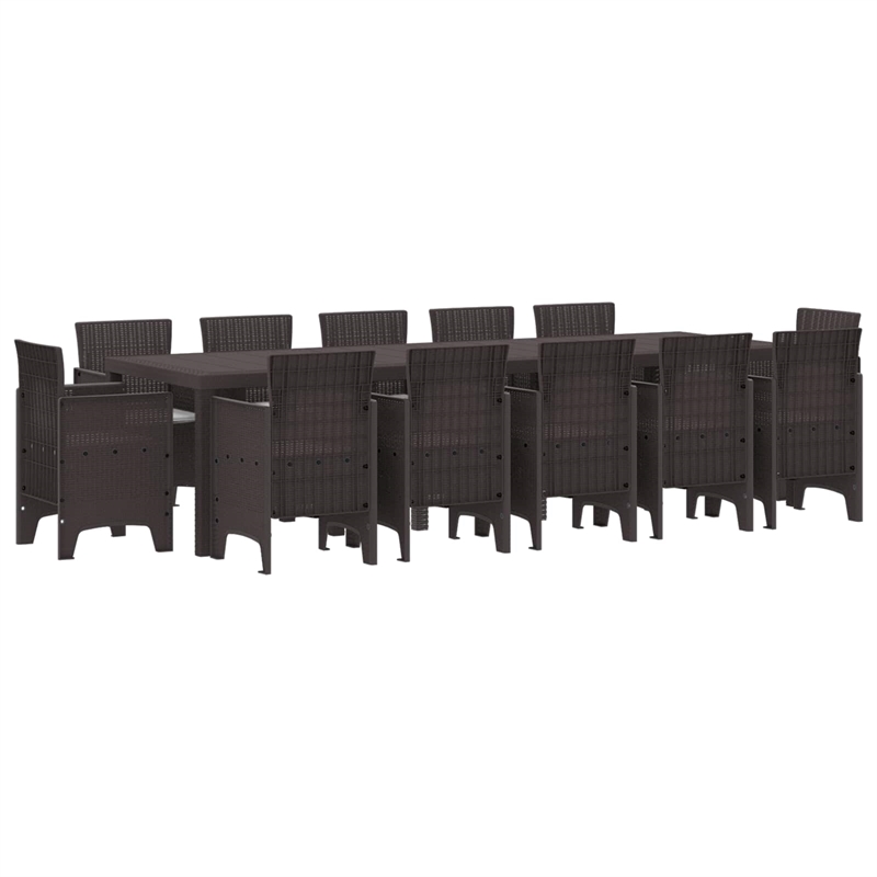 Bowery Hill Poly Rattan Garden Dining Set with Cushions in Gray