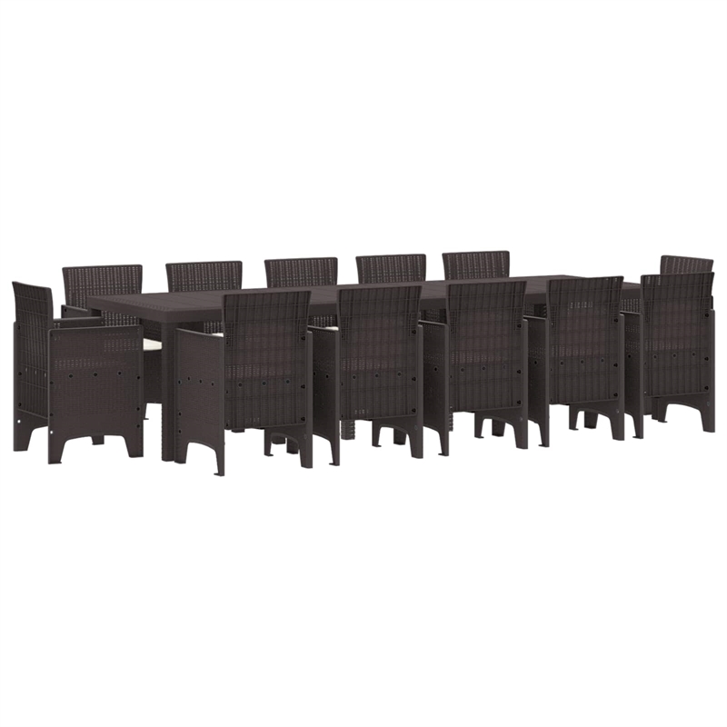Bowery Hill Poly Rattan Garden Dining Set with Cushions in Brown