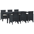 Bowery Hill 7 Piece Poly Rattan Garden Dining Set in Anthracite