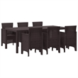 Bowery Hill Contemporary 7 Piece Poly Rattan Garden Dining Set in Brown