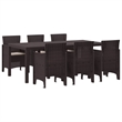 Bowery Hill Contemporary 7 Piece Poly Rattan Garden Dining Set in Brown
