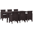 Bowery Hill Contemporary 7 Piece Poly Rattan Garden Dining Set in Brown