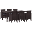 Bowery Hill Contemporary 7 Piece Poly Rattan Garden Dining Set in Brown