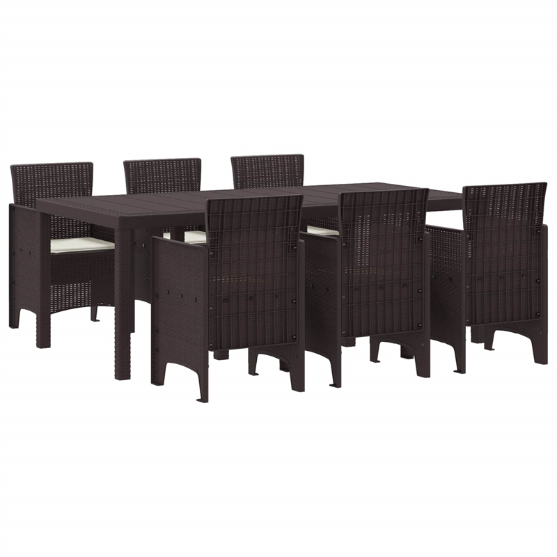 Bowery Hill Contemporary 7 Piece Poly Rattan Garden Dining Set in Brown
