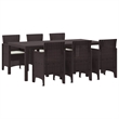 Bowery Hill Contemporary 7 Piece Poly Rattan Garden Dining Set in Brown