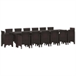 Bowery Hill Contemporary 15 Piece Poly Rattan Garden Dining Set in Brown