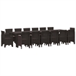 Bowery Hill Contemporary 15 Piece Poly Rattan Garden Dining Set in Brown
