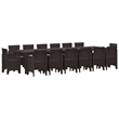 Bowery Hill Contemporary 15 Piece Poly Rattan Garden Dining Set in Brown