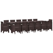 Bowery Hill Contemporary 15 Piece Poly Rattan Garden Dining Set in Brown