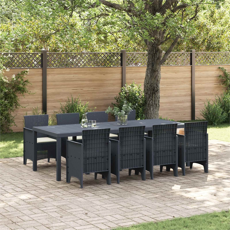 Bowery Hill Contemporary Poly Rattan Garden Dining Set in Anthracite