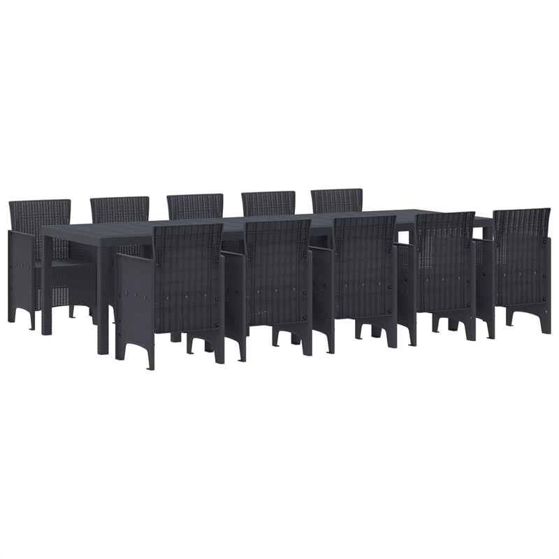Bowery Hill 11 Piece Poly Rattan Garden Dining Set in Anthracite