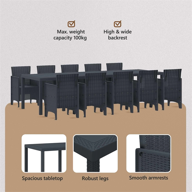Bowery Hill 11 Piece Poly Rattan Garden Dining Set in Anthracite
