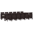 Bowery Hill Contemporary Poly Rattan Garden Dining Set in Brown