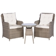 Bowery Hill 3 Piece Poly Rattan Garden Dining Set in Brown/Cream White