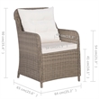 Bowery Hill 3 Piece Poly Rattan Garden Dining Set in Brown/Cream White