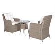 Bowery Hill 3 Piece Poly Rattan Garden Dining Set in Brown/Cream White