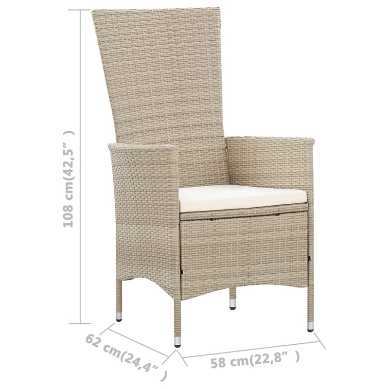 Bowery Hill 9 Piece Poly Rattan Garden Dining Set in Beige/Cream White