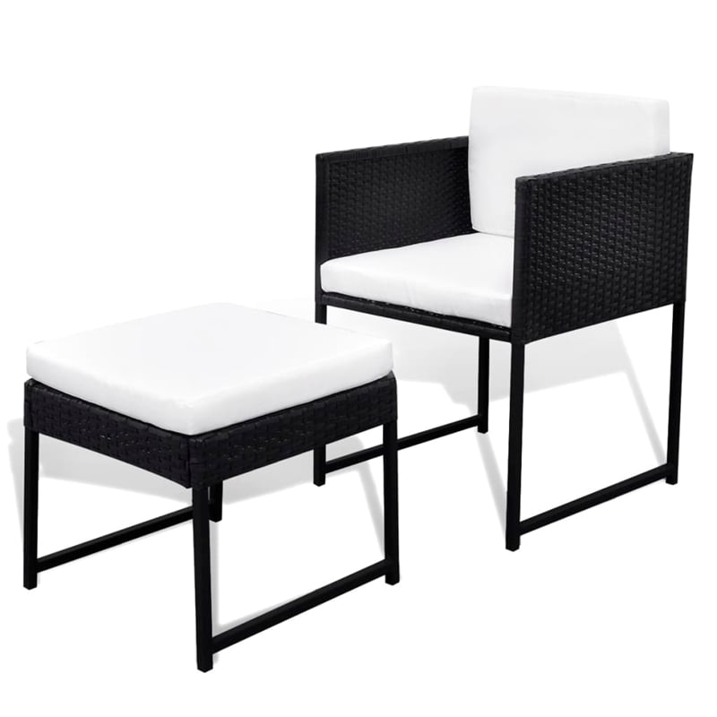 Bowery Hill Contemporary 13 Piece Poly Rattan Garden Dining Set in Black