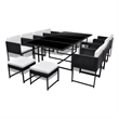 Bowery Hill Contemporary 13 Piece Poly Rattan Garden Dining Set in Black