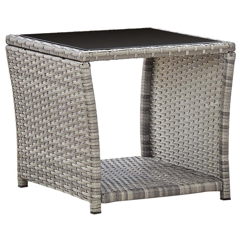Bowery Hill Contemporary 3 Piece Poly Rattan Garden Dining Set in Black