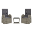 Bowery Hill Contemporary 3 Piece Poly Rattan Garden Dining Set in Black