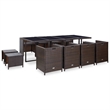 Bowery Hill Contemporary 13 Piece Rattan Garden Dining Set in Brown