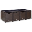 Bowery Hill Contemporary 13 Piece Rattan Garden Dining Set in Brown