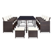 Bowery Hill Contemporary 13 Piece Rattan Garden Dining Set in Brown