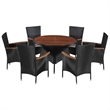 Bowery Hill Contemporary 7 Piece Rattan Garden Dining Set in Black