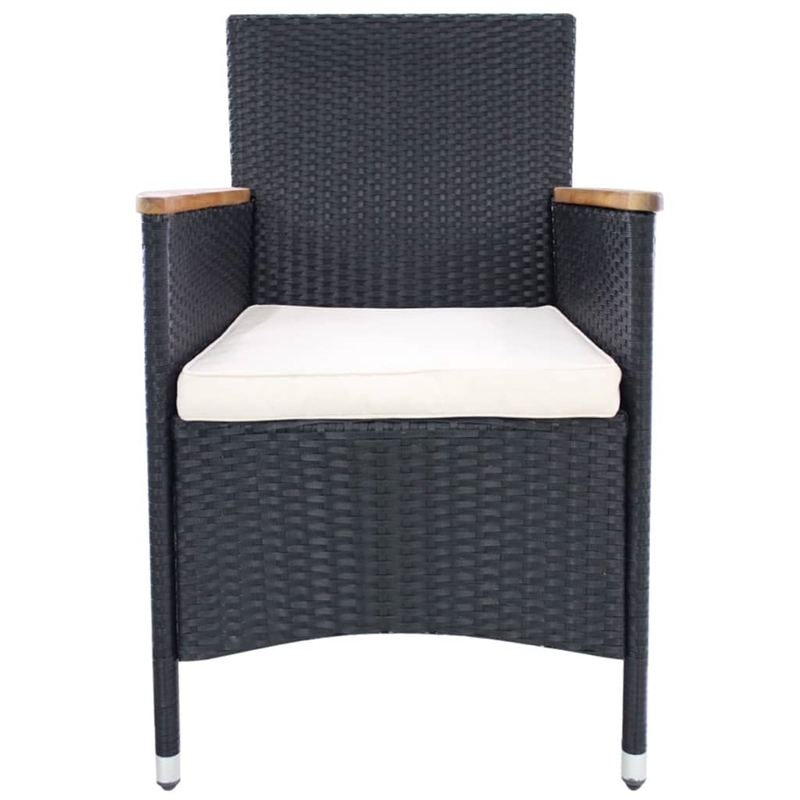 Bowery Hill Contemporary 7 Piece Rattan Garden Dining Set in Black