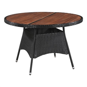 Bowery Hill Contemporary 7 Piece Rattan Garden Dining Set in Black