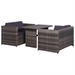 Bowery Hill Contemporary 3 Piece Rattan Garden Dining Set in Gray