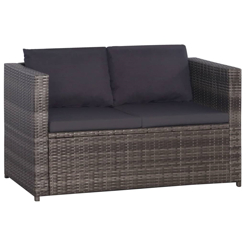 Bowery Hill Contemporary 3 Piece Rattan Garden Dining Set in Gray