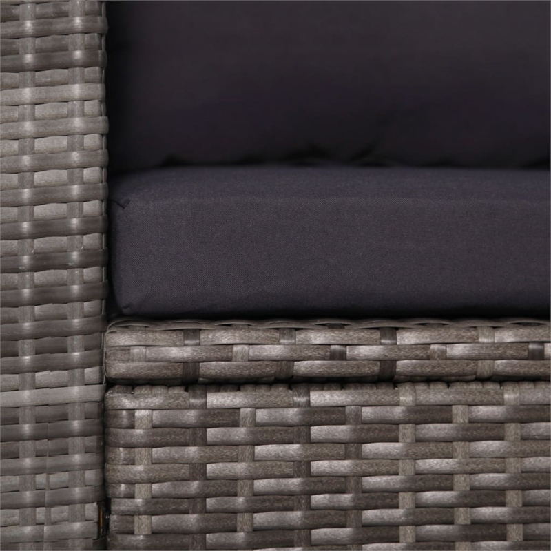 Bowery Hill Contemporary 3 Piece Rattan Garden Dining Set in Gray