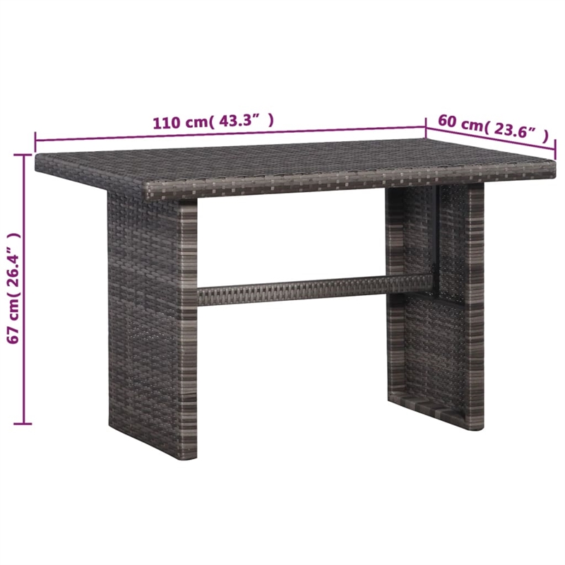 Bowery Hill Contemporary 3 Piece Rattan Garden Dining Set in Gray
