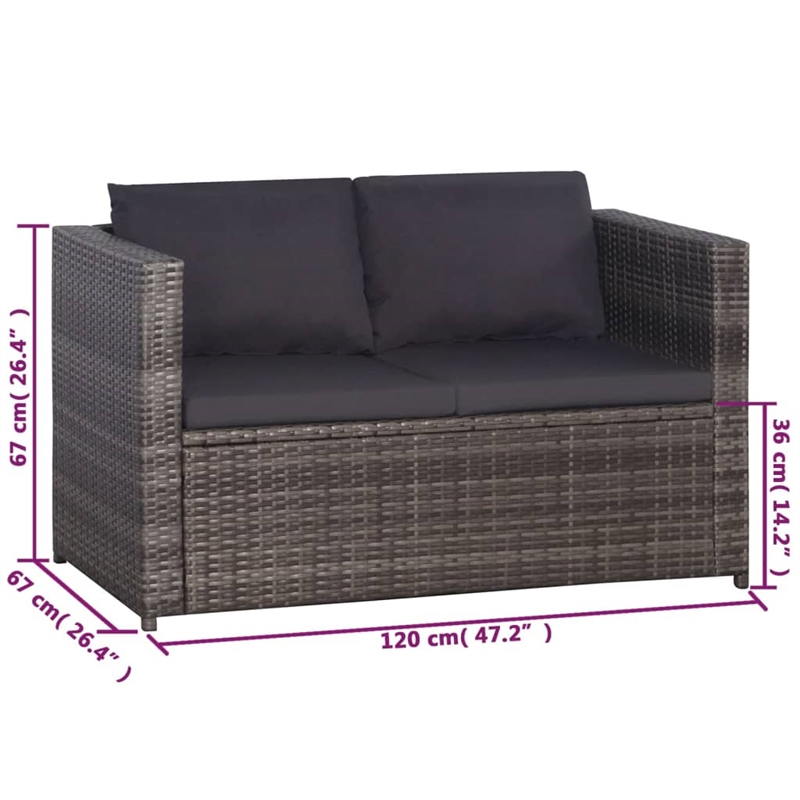 Bowery Hill Contemporary 3 Piece Rattan Garden Dining Set in Gray