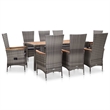 Bowery Hill Contemporary 9 Piece Poly Rattan Garden Dining Set in Gray
