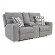 Bowery Hill Pewter Power Reclining Sofa Set in Polyester Upholstered