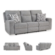 Bowery Hill Pewter Power Reclining Sofa Set in Polyester Upholstered