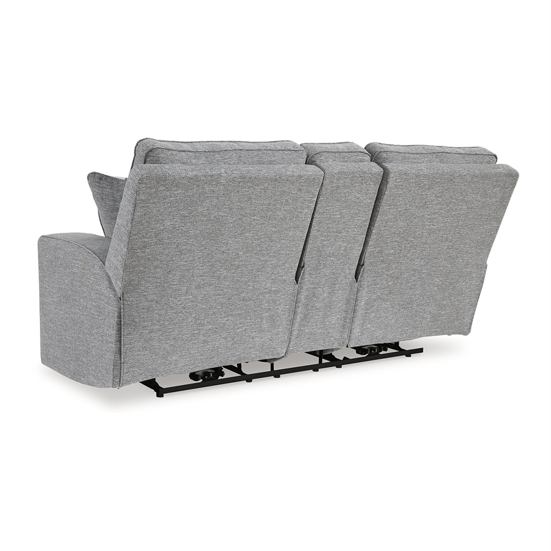 Bowery Hill Pewter Power Reclining Sofa Set in Polyester Upholstered
