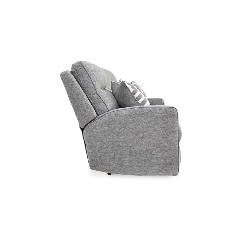 Bowery Hill Pewter Power Reclining Sofa Set in Polyester Upholstered