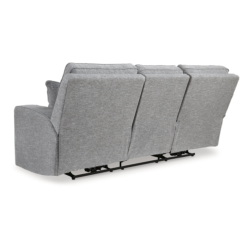 Bowery Hill Pewter Power Reclining Sofa Set in Polyester Upholstered