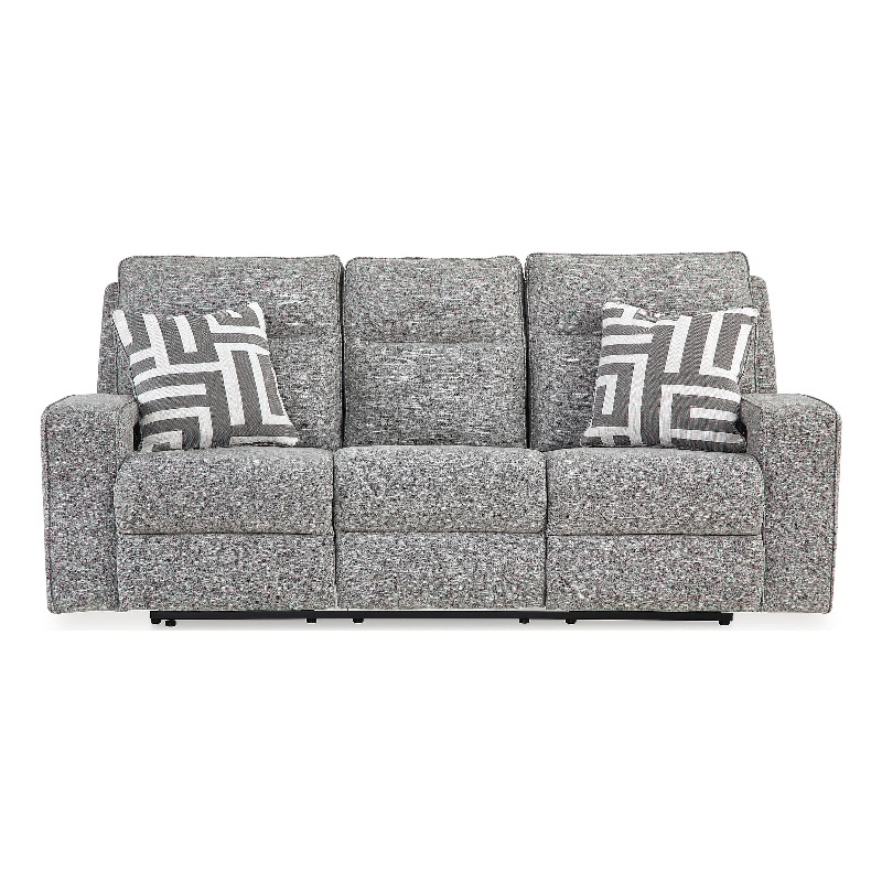 Bowery Hill Pewter Power Reclining Sofa Set in Polyester Upholstered