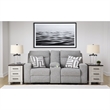 Bowery Hill Pewter Power Reclining Sofa Set in Polyester Upholstered