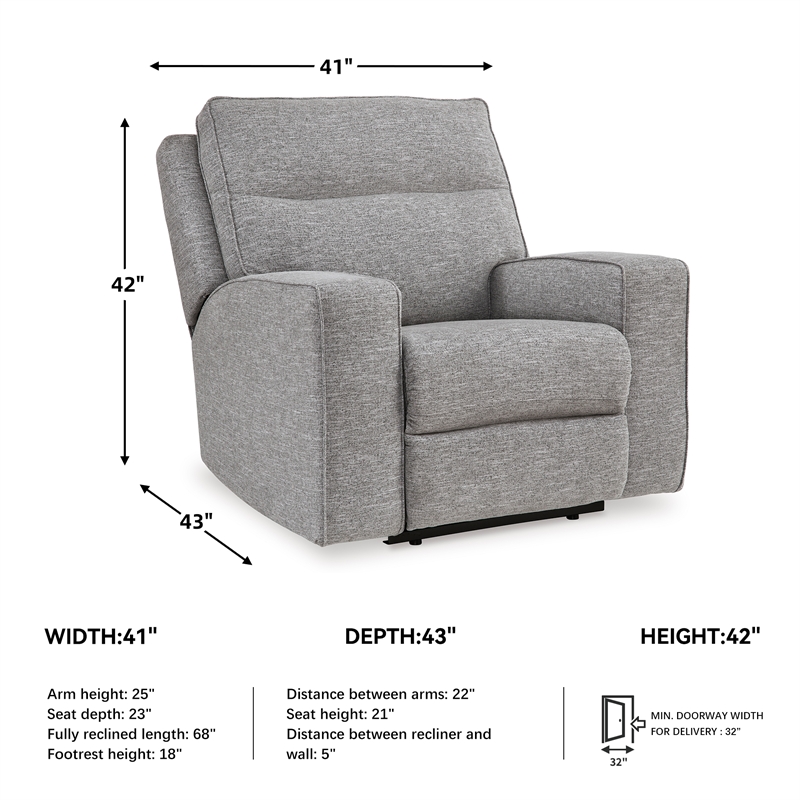 Bowery Hill Pewter Power Reclining Sofa Set in Polyester Upholstered