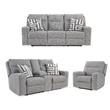 Bowery Hill Pewter Power Reclining Sofa Set in Polyester Upholstered